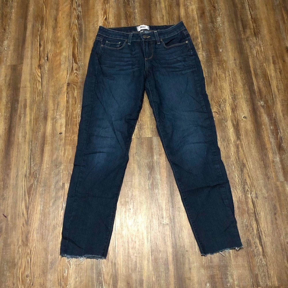Paige Kylie Crop Jeans Women's 26 Low Rise Frayed Hem in Deep Purple Wash Denim